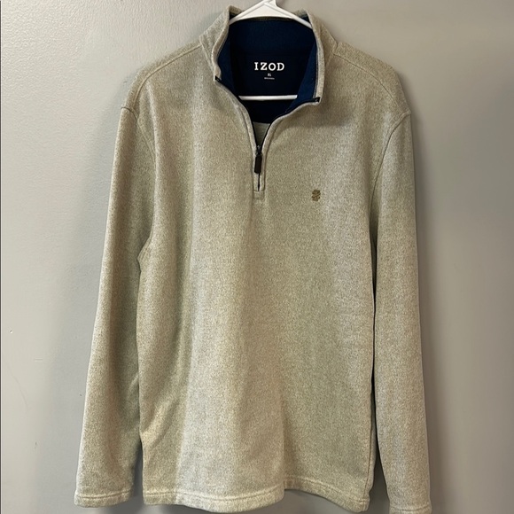 Izod Tan Zip Up Sweater with Classic Design - Picture 1 of 5